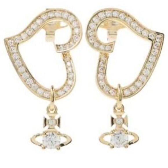 NWOT Vivienne Westwood Gold Heart Earrings - Picture 2 of 7
